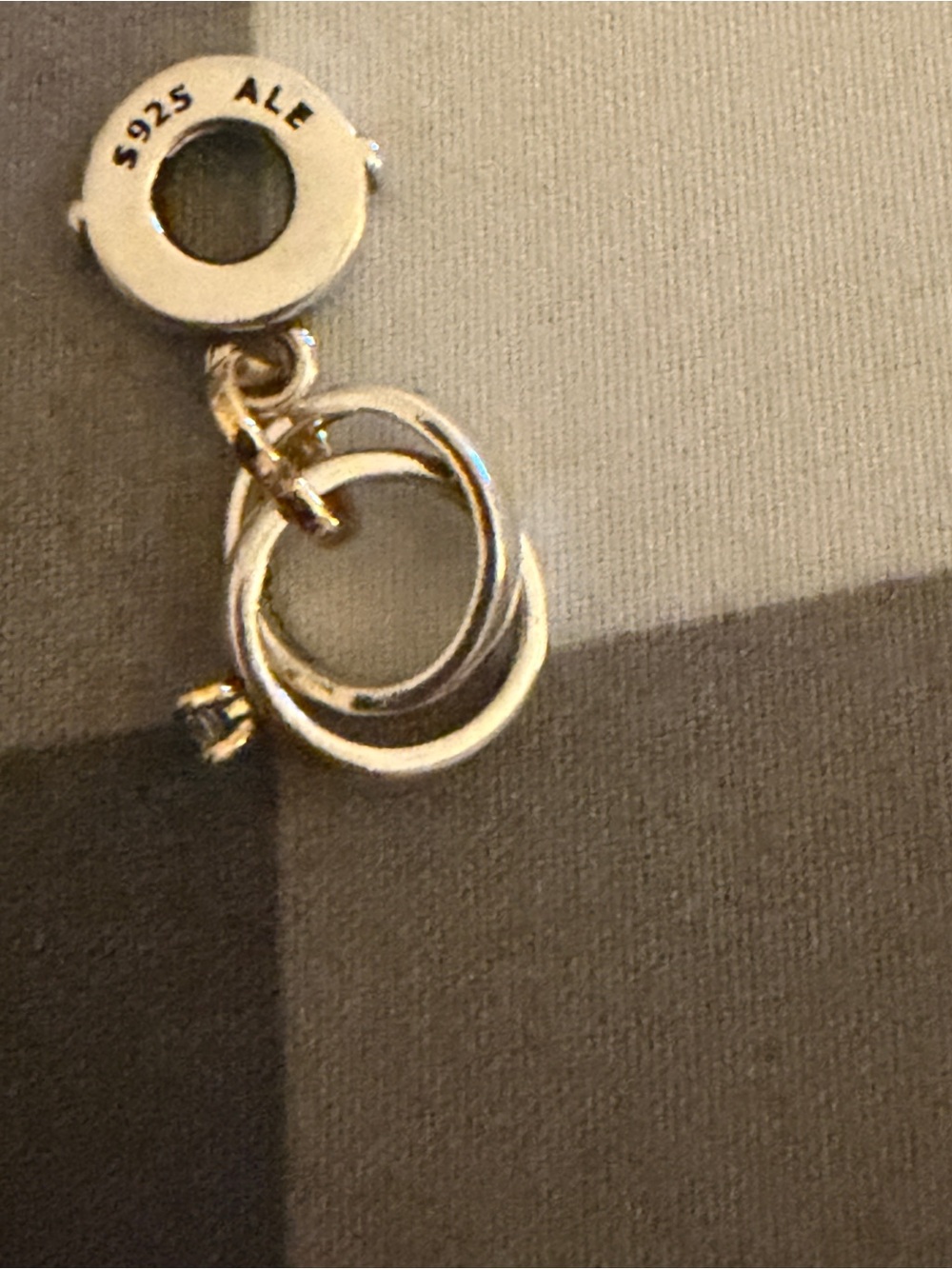 Pandora Sterling Silver Interlocking Rings Dangle Charm - Silver